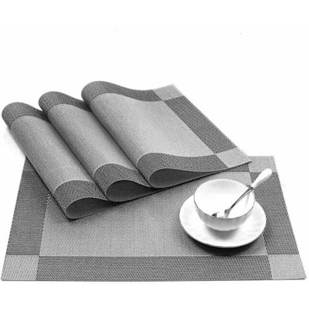 Underlagssæt med 8 PVC Bordsmåtter Vaskbare Varmebestandige Skridsikre Varmeisolerende til Køkken og Spisestue 45CM x 30CM