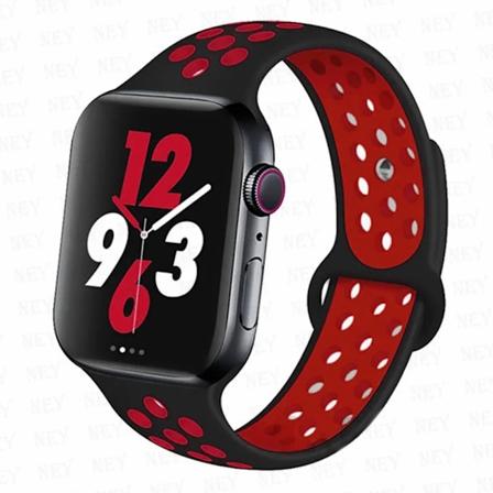 Sportrem til Apple Watch Band 45 mm 49 mm 44 mm 40 mm 41 mm 42 mm Silikonarmbånd correa iWatch Ultra 2 Series 9 8 SE 7 6 5 4 3 Sort rød 8 Black red 8 