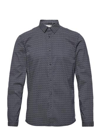 Fitted Print Skjorta Casual Blå Tom Tailor