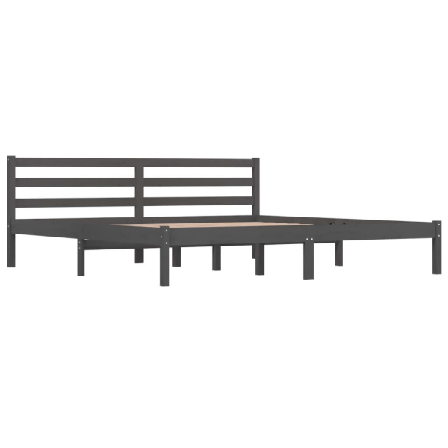 Vidaxl Sängram Massiv Furu 180x200 Cm Grå 6ft Grå