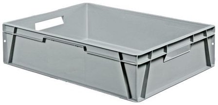 Schoeller Allibert Euroback 6489 Kuljetuslaatikko harmaa, kera tarttumisaukkoja 800x600x200 mm, Autotallin sisustus & säilytys