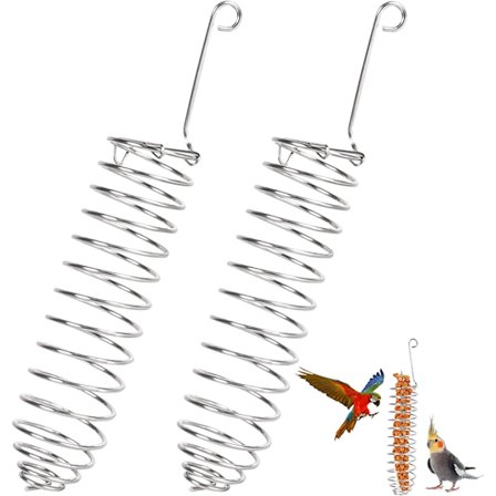 Papegøye Fuglemat Kurv, 2stk Spiral Fuglemater, Hengefrukt