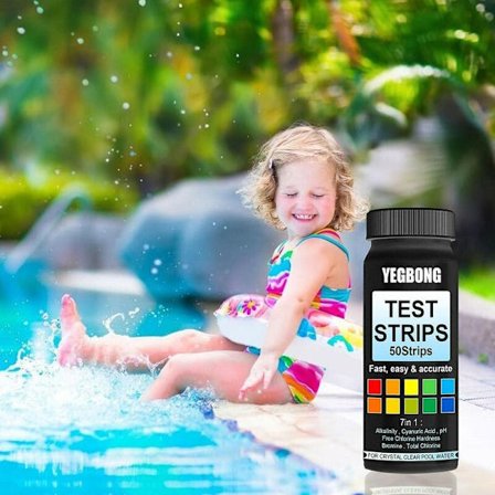 Pool Test Strips 7 i 1 Spa Test Strips, Vattenkvalitets Test Kit, Vatten pH Test, Total Alkalinitet, Total Hårdhet Test Dequate