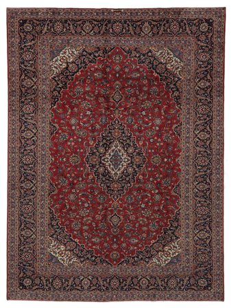 Hand Knotted Persian Keshan Rug 290X395 Black/Dark Red