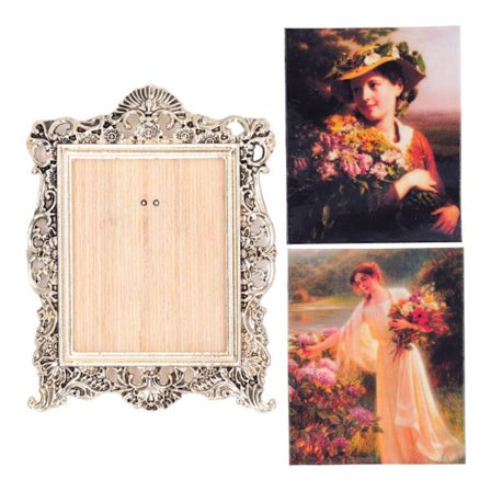1:12 Dukkehus Billedramme Stor Miniature Europæisk Vintage Fotoramme til Dukkehus Tilbehør B