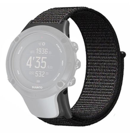 Suunto Ambit3 / Ambit3 Peak kellon hihna Nylon Sport Loop kellon hihna - Musta