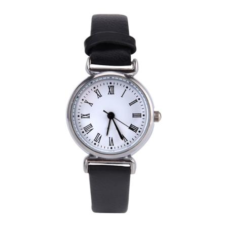 Utsökt liten enkel modeklänning för kvinnor Retro watch i läder (svart)