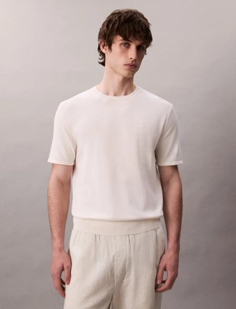 Calvin Klein Ss Supima Cotton Crew 14Gg - Cream - L