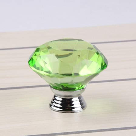 10 gröna kristallglas diamant handtag för skåpsdörrar