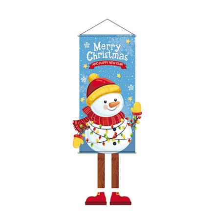 Julflaggor Dörrbanderoll Jultema Vikbar Lätt att Hänga Skapa Festlig Atmosfär Heminredning (G)