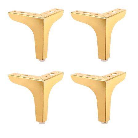 (13cm)Sæt med 4 gyldne metal trekant seng ben DIY møbler sofa ben med skruer