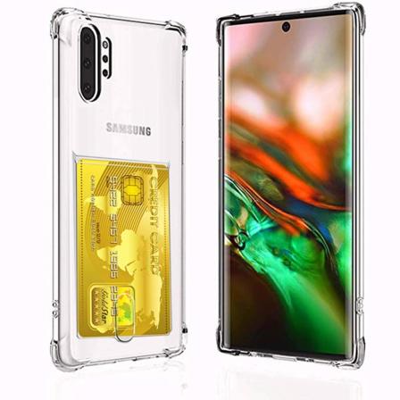 Samsung Galaxy Note 10 Plus - Kraftig silikone etui til kortrum Transparent/Genomskinlig