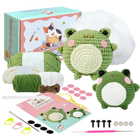 To Søde Frø Dukke Hækle Kits til DIY Rygsække, Nøgleringe og Telefon Charms