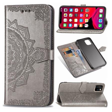Mandala iPhone 11 Pro Max Flip kotelot - Harmaa Silver grey