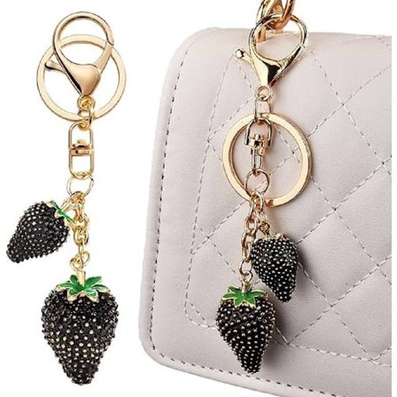 Håndtaske Charms til Tasker, Jordbær Nøglering med Hjerte Nøglering, Sødt Taske Tilbehør til Kvinder
