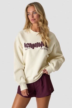 ICANIWILL - Everyday Relaxed Crewneck Print Cream - Dames - sportkleding van ICIW
