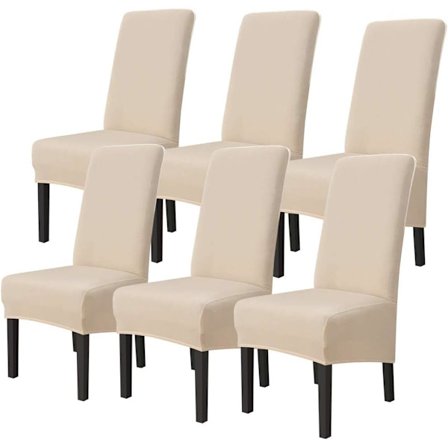 Strækbare Spisestuestolsbetræk Højryggede Stolsbetræk Aftagelige og Vaskbare Stolsbetræk til Hotel Bryllup Dekoration Ris Hvid 6 stk
