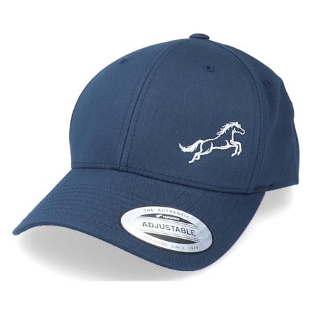Iconic - Blå adjustable Caps - Horse Jumping Curved Navy Adjustable @ Hatstore