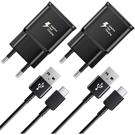 2 st Snabbladdare, 1,2 m Kabel, Kompatibel med Samsung Galaxy S22 S21 S20 S8 S10 S9 Plus Note 7 8 9 10 A53 LG, HTC