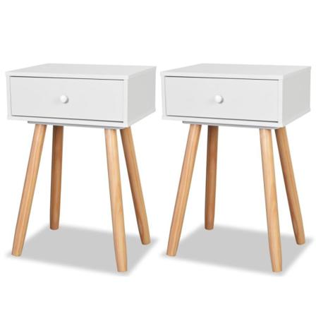 Vidaxl Sängbord 2 St Massiv Furu 40x30x61 Cm Vit Vit