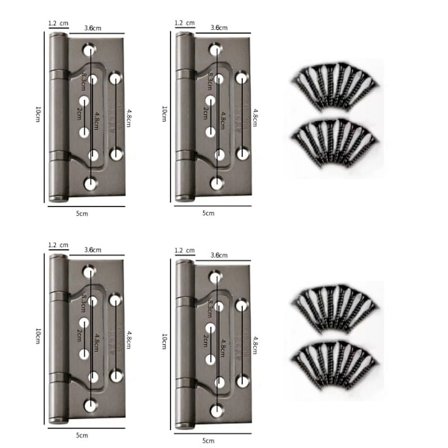 4 stk (grå, ca. 4*3*2,5) Hengsel, Hengsel i rustfritt stål, Liten H