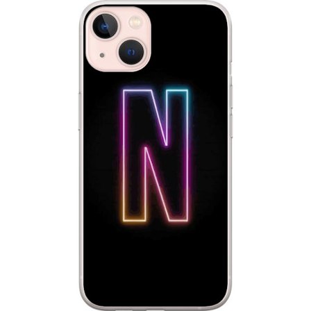 Yhteensopiva Puhelinkuori Apple Apple iPhone 13 mini Minimalistinen neonkirjain N värinvaihtuvassa valossa mustaa taustaa vasten