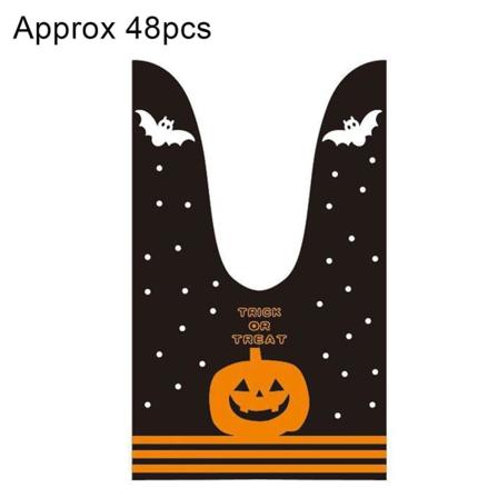 48stk/pose Godteripose Kreativt Halloween-mønster Romslig Happy Halloween Goodiebag For Childeren Black