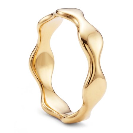 Magma | 6mm Kullansävyinen Teräksinen Aaltoileva Sormus for Men