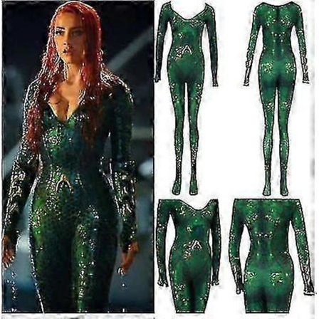 Dame Aquaman Mera Dronning Cosplay Halloween Påske Kostume Zentai Bodysuit Drag Jumpsuit BSSM