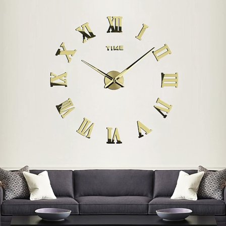 DIY Vægur Stor Rammeløs Moderne Ur Romertal 3D