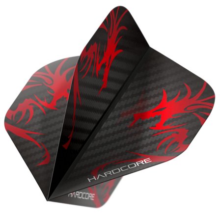 Red Dragon Darts Flights Hardcore 2D Holographic Dragon Standard 100 Micron Extra Thick 3 Sets 9 Pieces Red Black