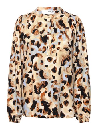 Slfslaila Ls Aop Top B Beige Selected