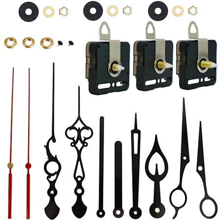 Pieces Høj Moment Lang Aksel Urværk Mekanisme Kvarts Ur Motor Kit med 5 Par Forskellige DIY Ur Reparation Dele Udskiftning