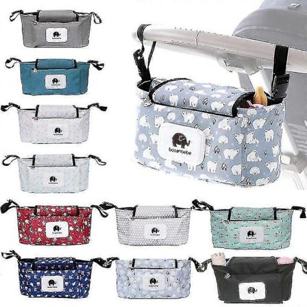 Vanntett stelleveske for barnevogn, reisebleieorganisator, bleieveske med krok, barnevogntilbehør