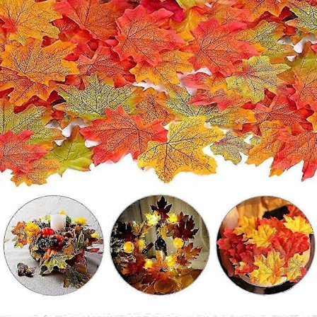 300 st Konstgjorda Höstlönnlöv Höstfärgade Lönnlöv
