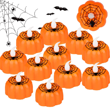 12 kpl kurpitsan muotoisia LED-hautakynttilöitä Halloween-koristeisiin