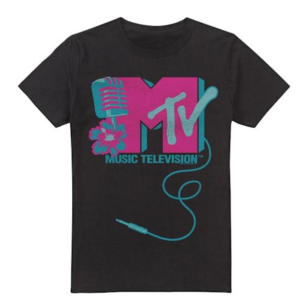 MTV Herr Mikrofon Logo T-Shirt S Svart