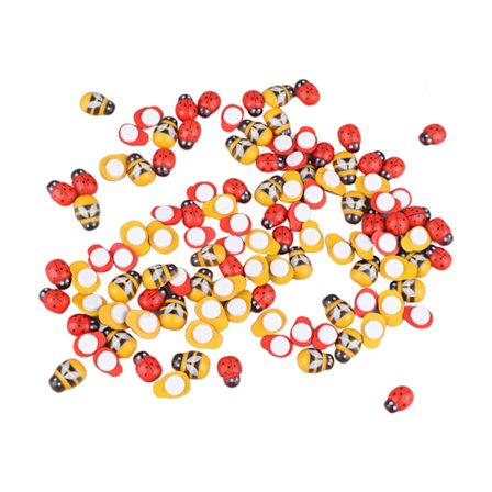 100 stk. Treknapper med Dyremotiv Søte Selvklebende Dekorative Tegneserie Treknapper for DIY Håndverk Klær Vesker Bier med Marihøner, Blandet Farge