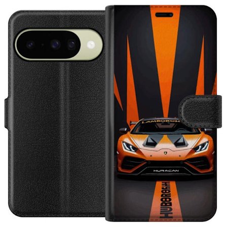 Google Pixel 10 Lompakkokotelo Lamborghini Huracán oranssi urheiluauto supercar etunäkymä kilpaileva ylellisyysauto voimakas moottorisuunnittelu ek