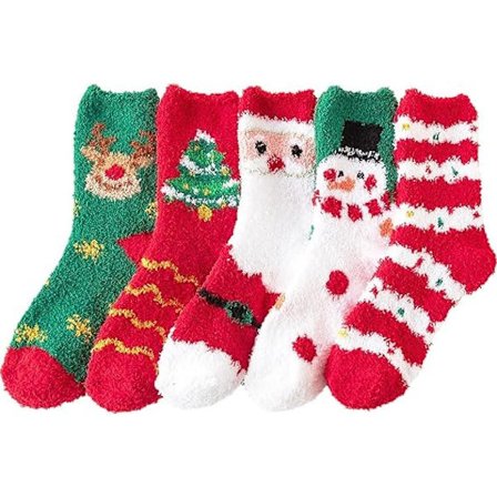 Luftige sokker til kvinder, bløde, hyggelige, fluffy, varme hjemmesko, sovesokker, tykke sokker, skridsikre hospitalsstrømper, julesokker