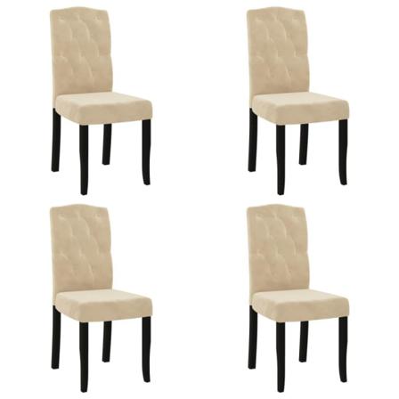 Vidaxl Matstolar 4 St Gräddvit Sammet Creme