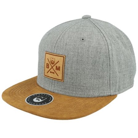 Bearded Man - Grå snapback Keps - BM Cross Patch Grey/Suede Snapback @ Hatstore