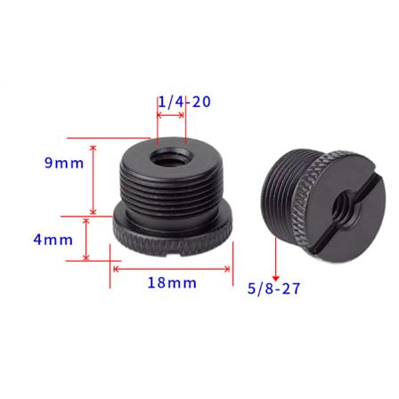 Adapter för stativhuvud 3/8 tum invändig gänga till 5/8 tum utvändig gänga (svart) 5-pack 1/4-20