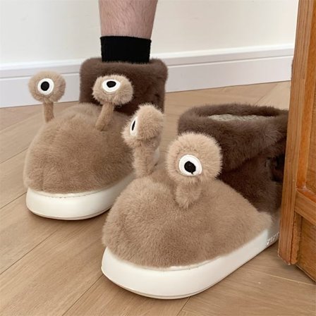 Sød tegneserie 3D snegl, varme korte hjemmesko til vinteren, til teenager