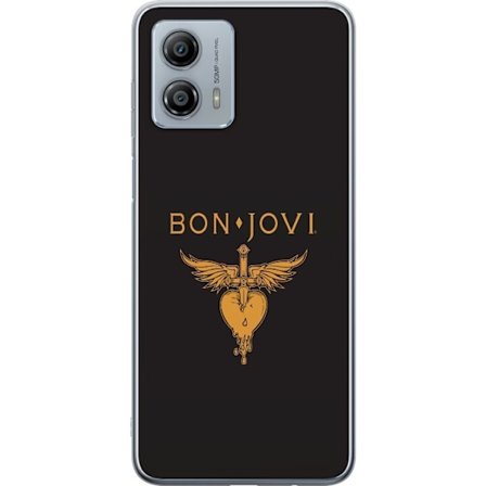 Kompatibelt Mobilskal till Motorola Moto G53 Ikonisk musikillustration med bevingat hjärta och dolk i guldtoner på mörk bakgrund, kraftfull och sym