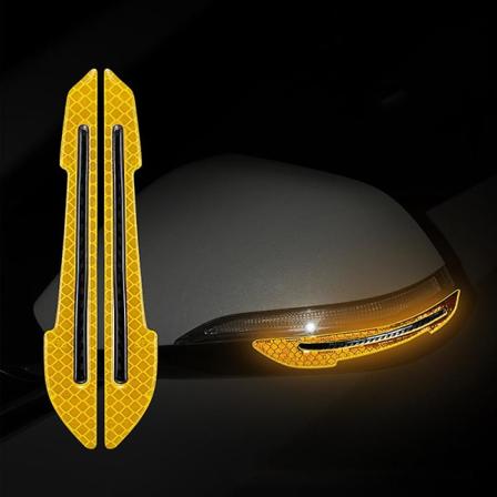 2 stk/sett Bil Ryggespeil Reflekterende Klistremerker Auto Styling Nattkjøring Sikkerhet Advarsel Dørhale Reflektor Biltilbehør| | 2pcs Yellow