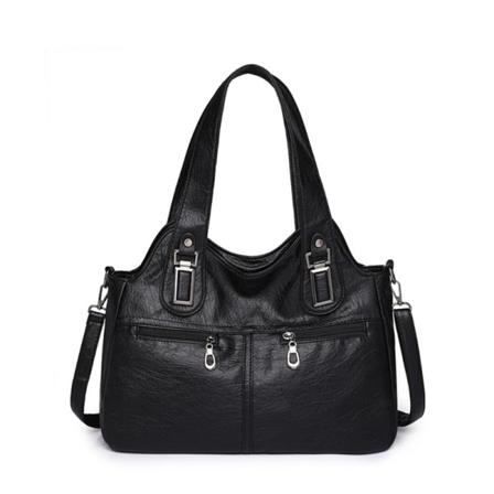 Skulderveske for kvinner Vintage Tote med stor kapasitet Sprutsikker Crossbody-veske Black