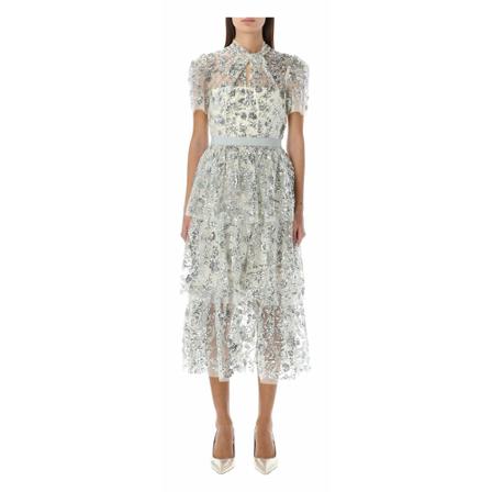 Self Portrait Midi Dresses , Grijs , Dames , Maat: XS Casual jurken