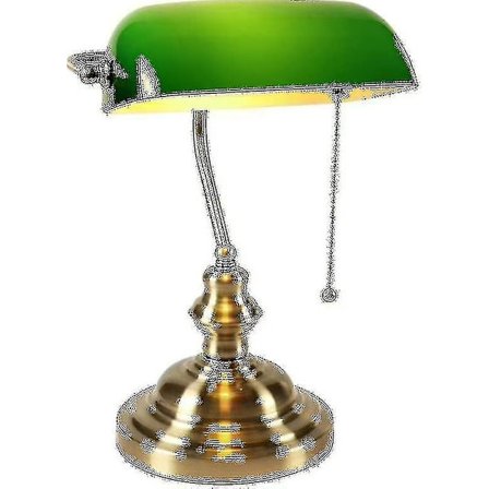 Glas Bankers skrivbordslampa med dragkedja-brytare Plug-in armatur (grön)