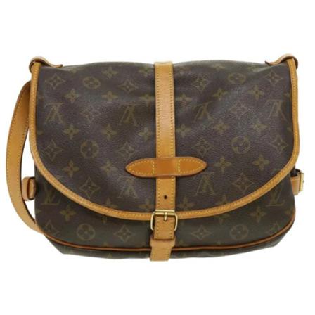 Louis Vuitton Vintage, Pre-owned Saumur 30 Monogram Messenger Bag Bruin, Dames, Maat:ONE Size,leer